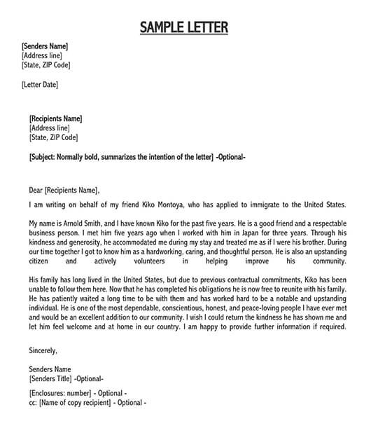 immigration reference letter for a friend 01