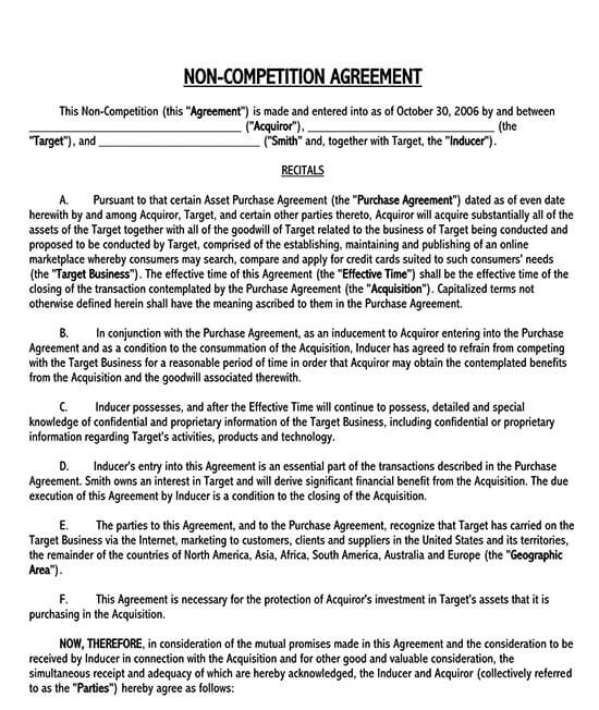 confidentiality and non compete agreement template