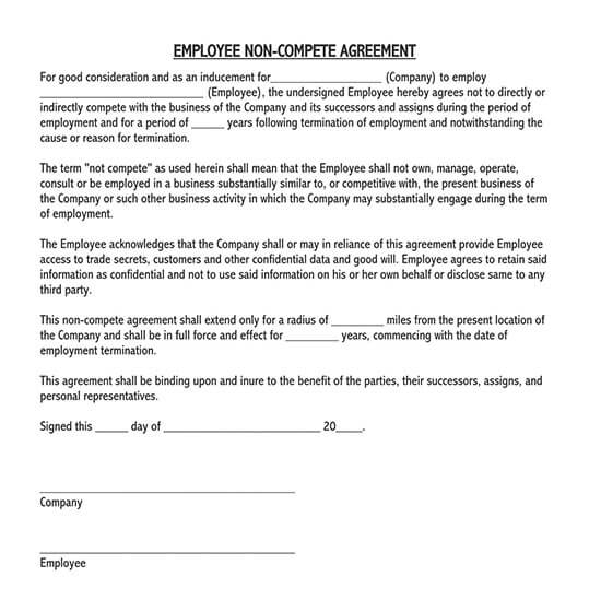 non compete agreement between business partners sample 01