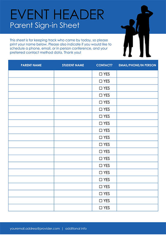 Parent Sign In Sheet Template
