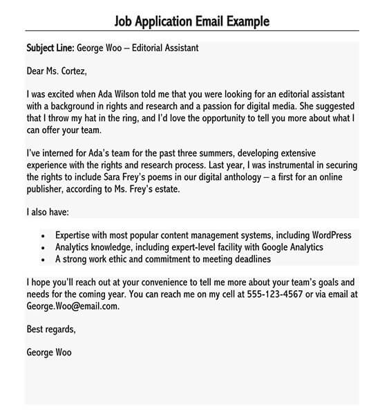 successful application letter