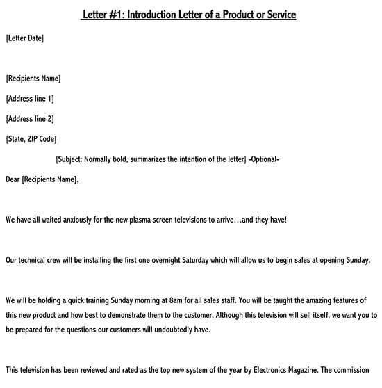 sales letter template promoting a service