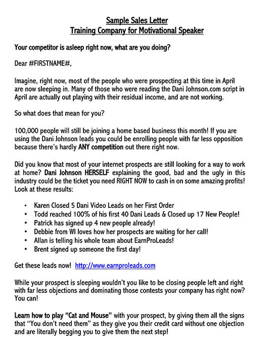 Write a Killing Sales Letter Word 12 Page 1 sales letter template promoting a service 01