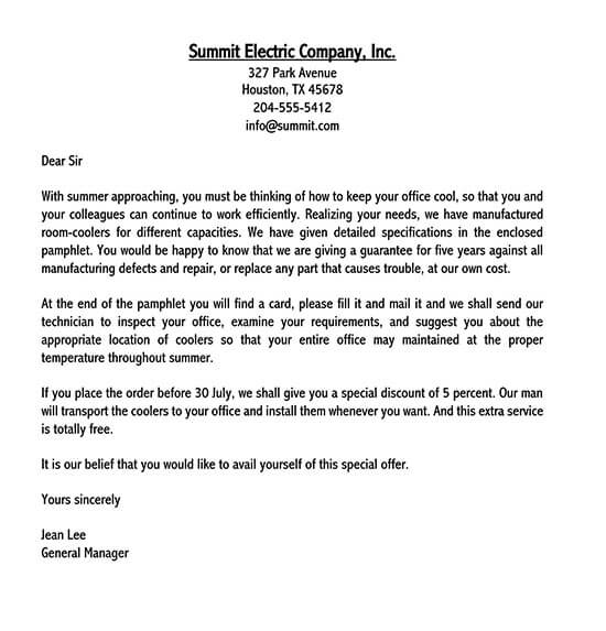 example of sales letter in business communication