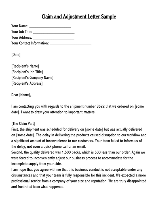 complaint and adjustment letter pdf