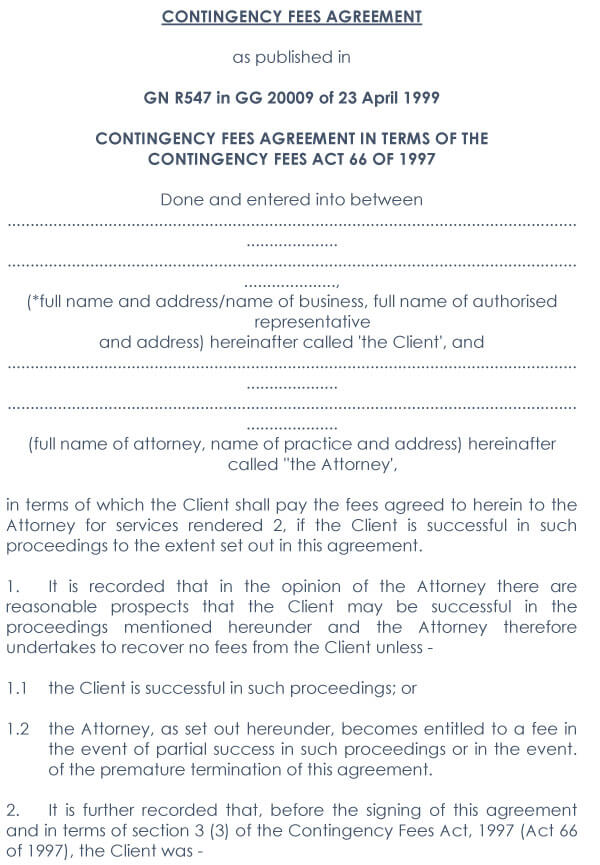 Attorney Contingency Fee Agreement Sample 10