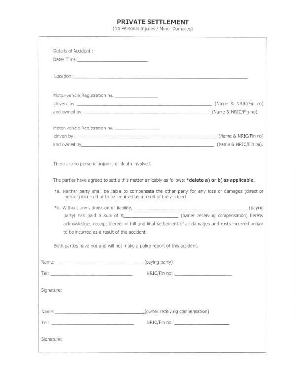 Car Accident Release Of Liability Form Sample 02