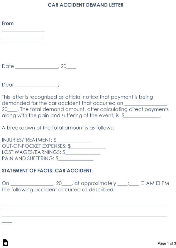 Car Accident Demand Letter Template