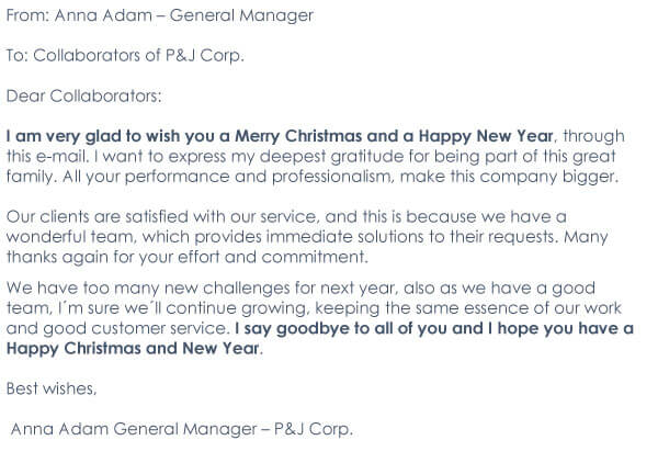 Sample Christmas Letter To Employees