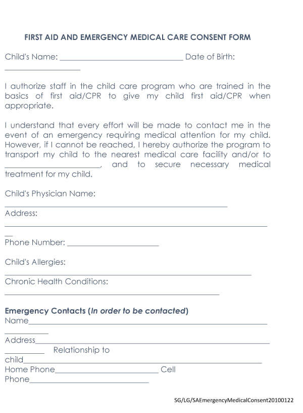 Child Medical Consent Form Sample 03