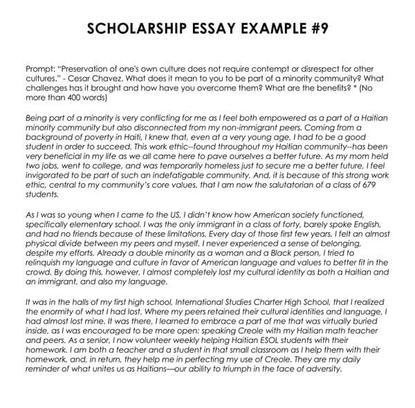 writing an essay for a scholarship example