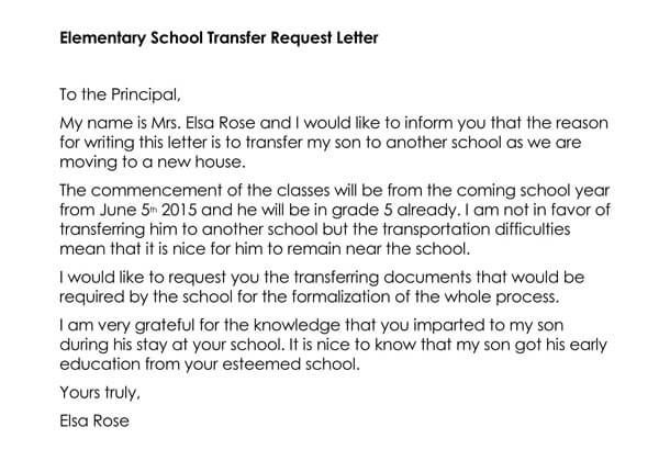 how to write a transfer letter to another school