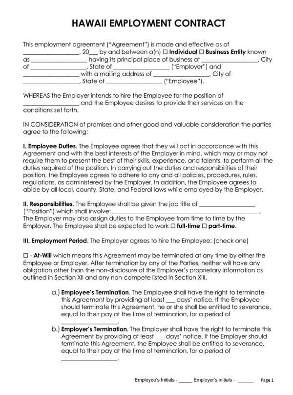 Hawaii-Employment-Contract