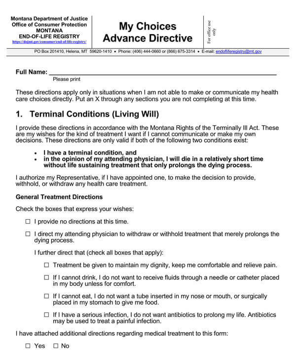Montana-Attorney-General-Advance-Directive-Form