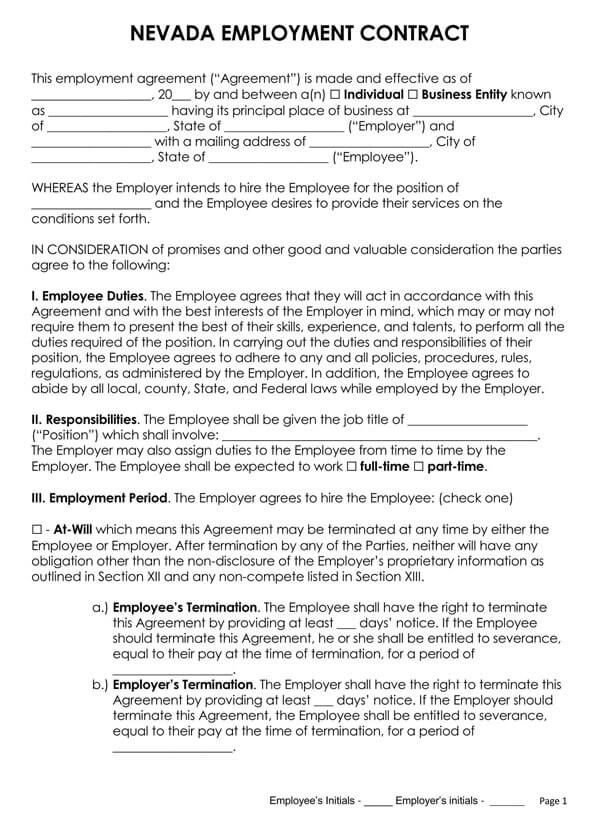 Nevada-Employment-Contract