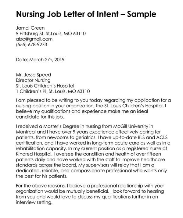 cover letter applying for charge nurse