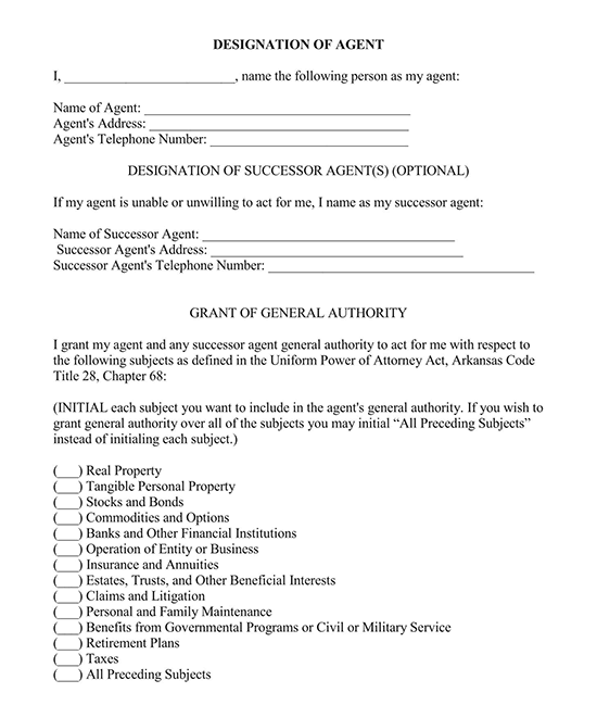 power of attorney sample letter pdf