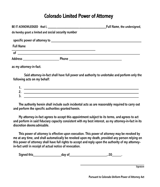 limited power of attorney for finances