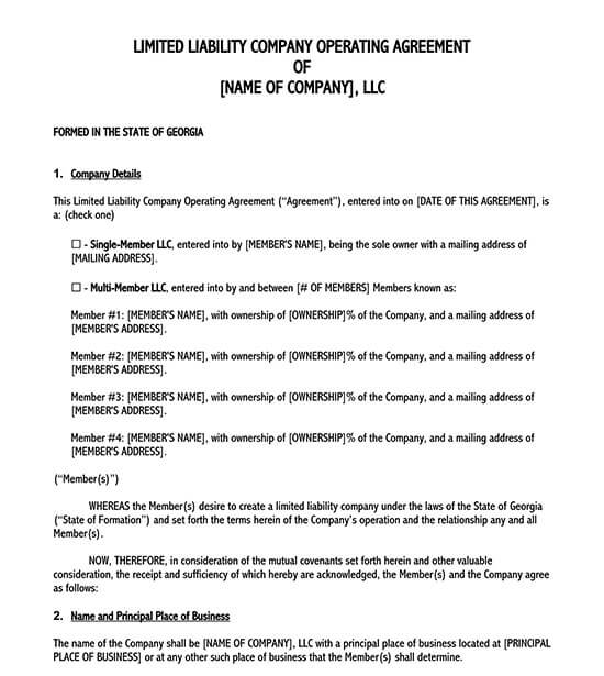 TemplateFlorida LLC Operating Agreement Template 01