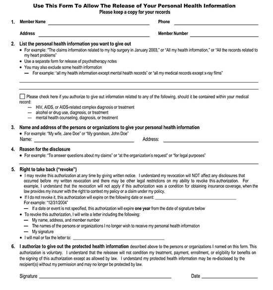 printable blank medical records release form 01