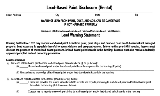lead-based paint disclosure form pdf rental