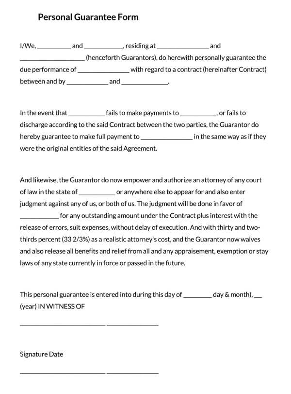 Loan Personal Guarantee Form 03