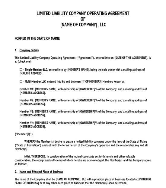 TemplateFlorida LLC Operating Agreement Template 02