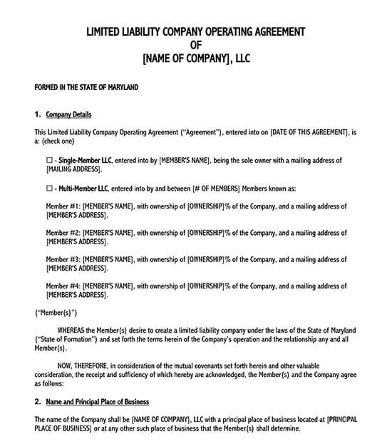 multi member llc operating agreement template 02