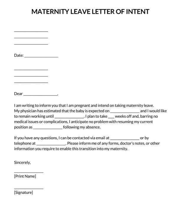 samples of application letter for maternity leave