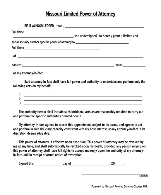 limited power of attorney form for motor vehicle 03