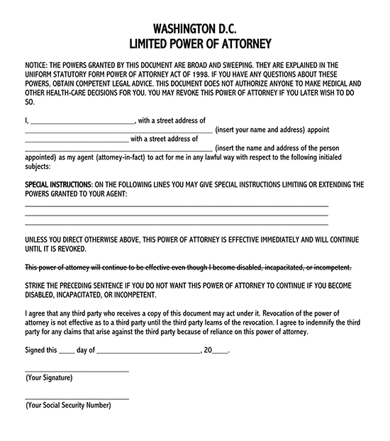limited power of attorney form for motor vehicle 06