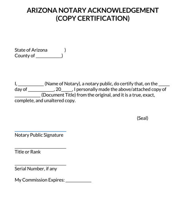 Arizona-Notary-Acknowledgement-Form