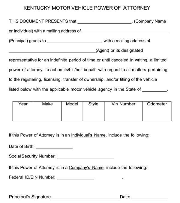 Kentucky-Vehicle-Power-of-Attorney-Form