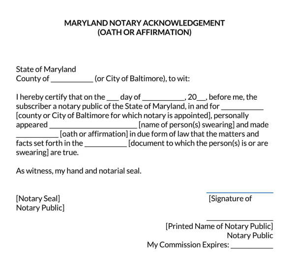 Maryland-Oath-Affirmation-Notary-Acknowledgement-Form_