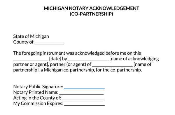 Michigan-Co-Partnership-Notary-Acknowledgement-Form