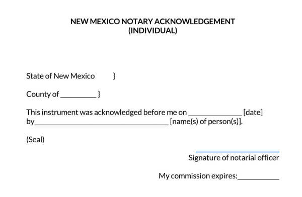 New-Mexico-Individual-Notary-Acknowledgement-Form