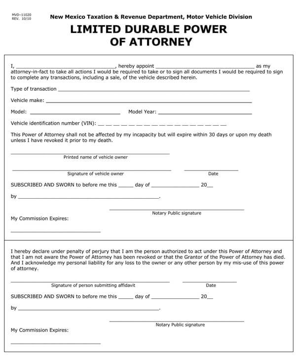 New-Mexico-Vehicle-Power-of-Attorney-Form_