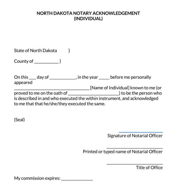 North-Dakota-Individual-Notary-Acknowledgement