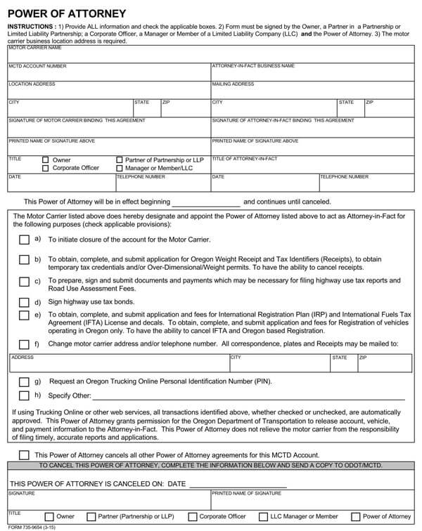 Oregon-Vehicle-Power-of-Attorney-Form_