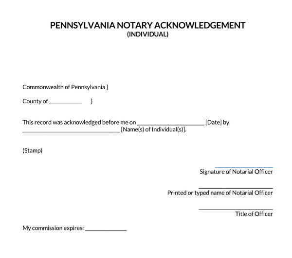 Pennsylvania-Individual-Notary-Acknowledgement