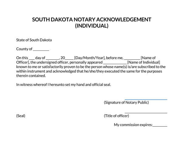 South-Dakota-Individual-Notary-Acknowledgement-Form