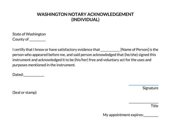 Washington-Notary-Acknowledgement-Individua