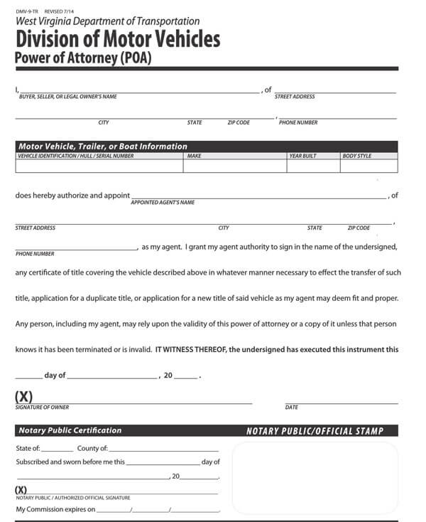 West-Virginia-Vehicle-Power-of-Attorney-Form_