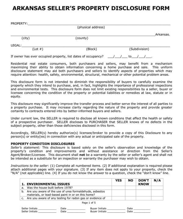 Arkansas-Sellers-Property-Disclosure-Form