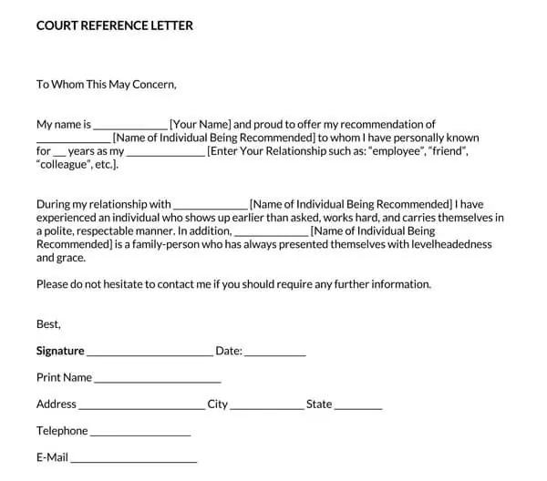 5 Best Samples Of Character Reference Letter For Court