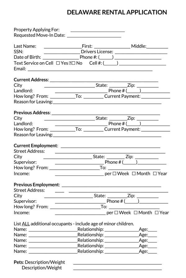 Delaware-Rental-Application-Form