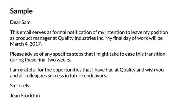 Resignation email