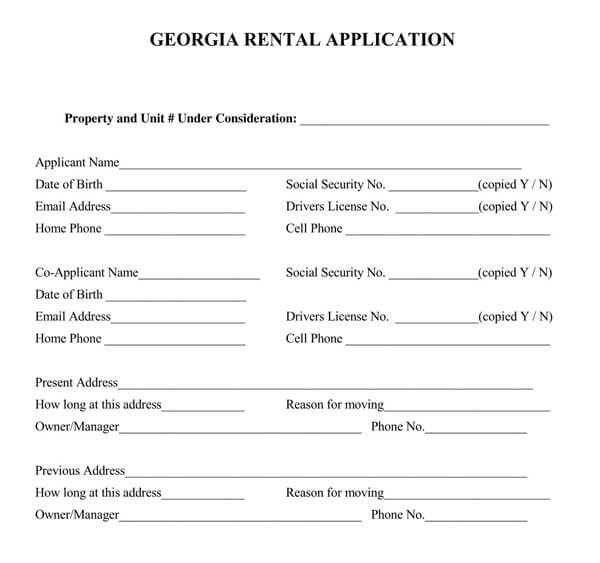 Georgia-Rental-Application-Form