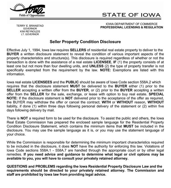 Iowa Seller Property Condition Disclosure