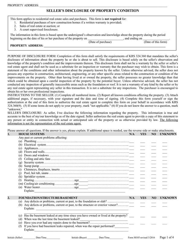 Kentucky-Real-Estate-Commission-Seller-Property-Disclosure-Form